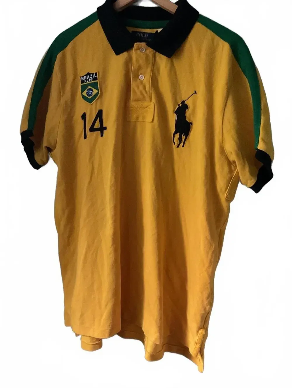 Polo Ralph Lauren Brazil Yellow Polo Shirt Custom Fit XL